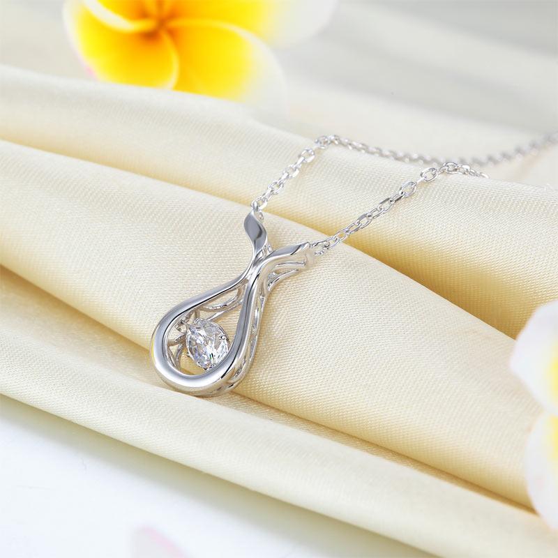 Silver Necklaces - Dancing Stone Water Drop Necklace 925 Sterling Silver