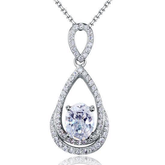 Diamond Sterling 925 Silver Pendant Necklac