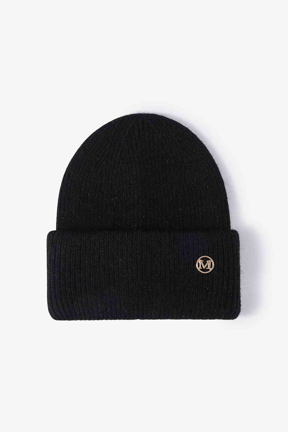 M Rib-Knit Cuff Beanie