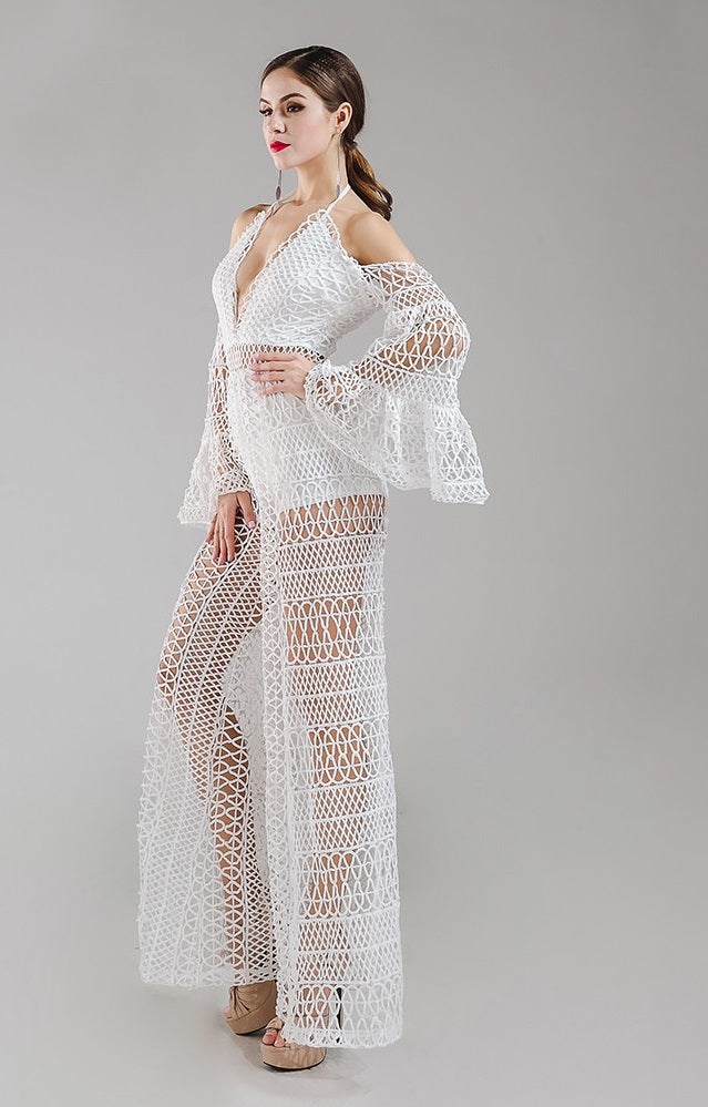 White Crochet Jumpsuit