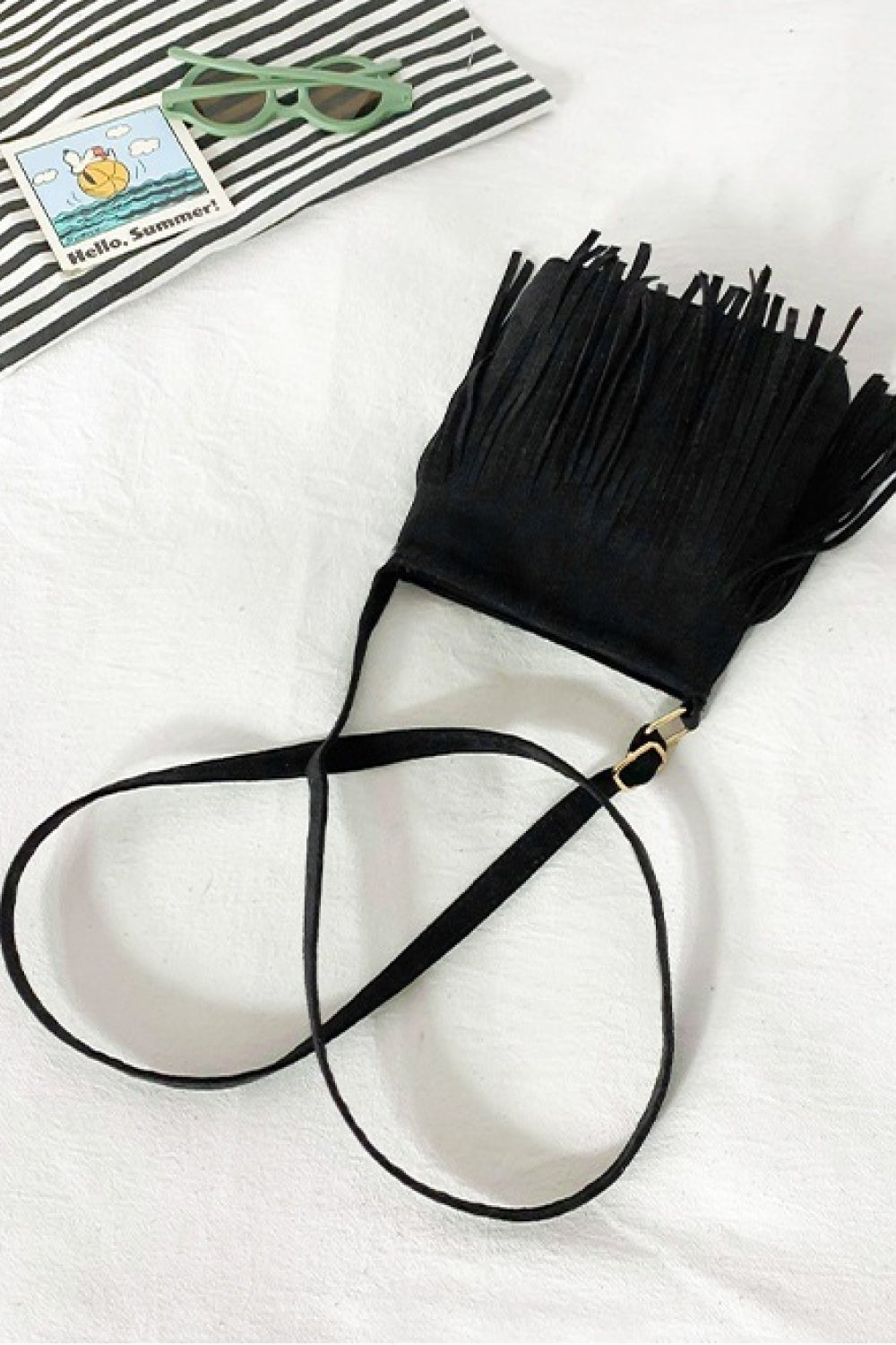 PU Leather Crossbody Bag with Fringe