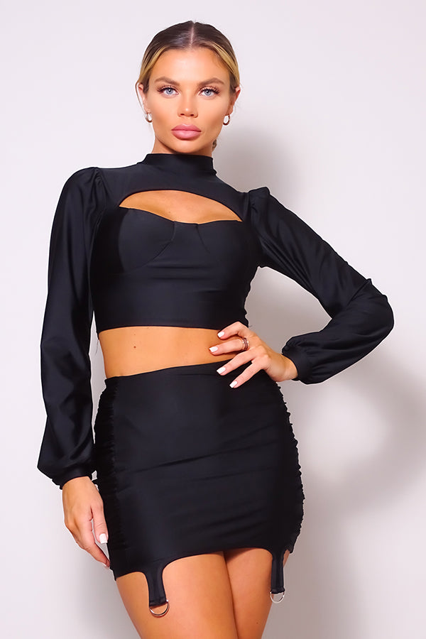 Ruched Garter Mini Skirt Set