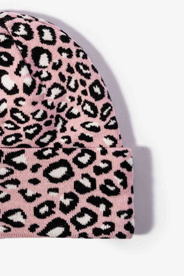 Leopard Pattern Cuffed Beanie