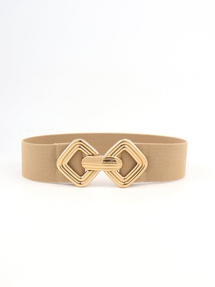 Geometric Buckle Elastic Wide Belt