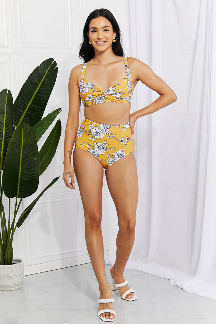 Marina West Swim Take A Dip Twist High-Rise Bikini in Mustard