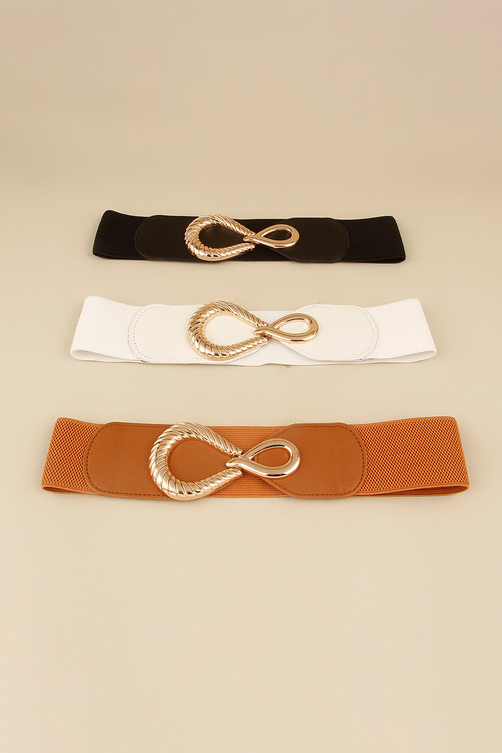 Ribbed Alloy Buckle Elastic Belt