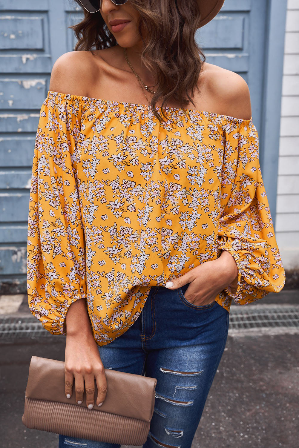 Off-Shoulder Balloon Sleeve Top